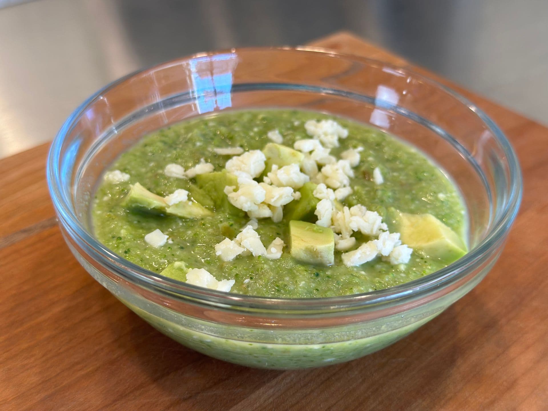 Broccoli soup with Cactus and Gruyere Cheese
