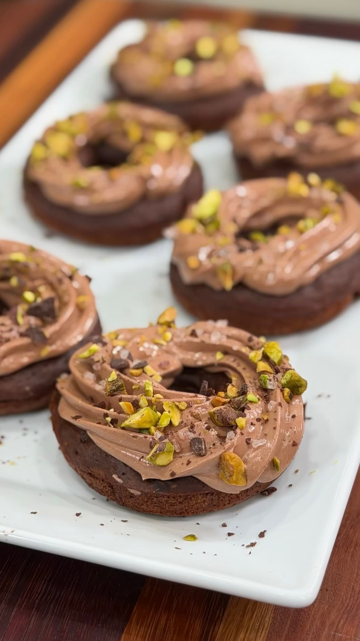 Chocolate Sweet Potato Protein Donuts with Whipped Chocolate Topping