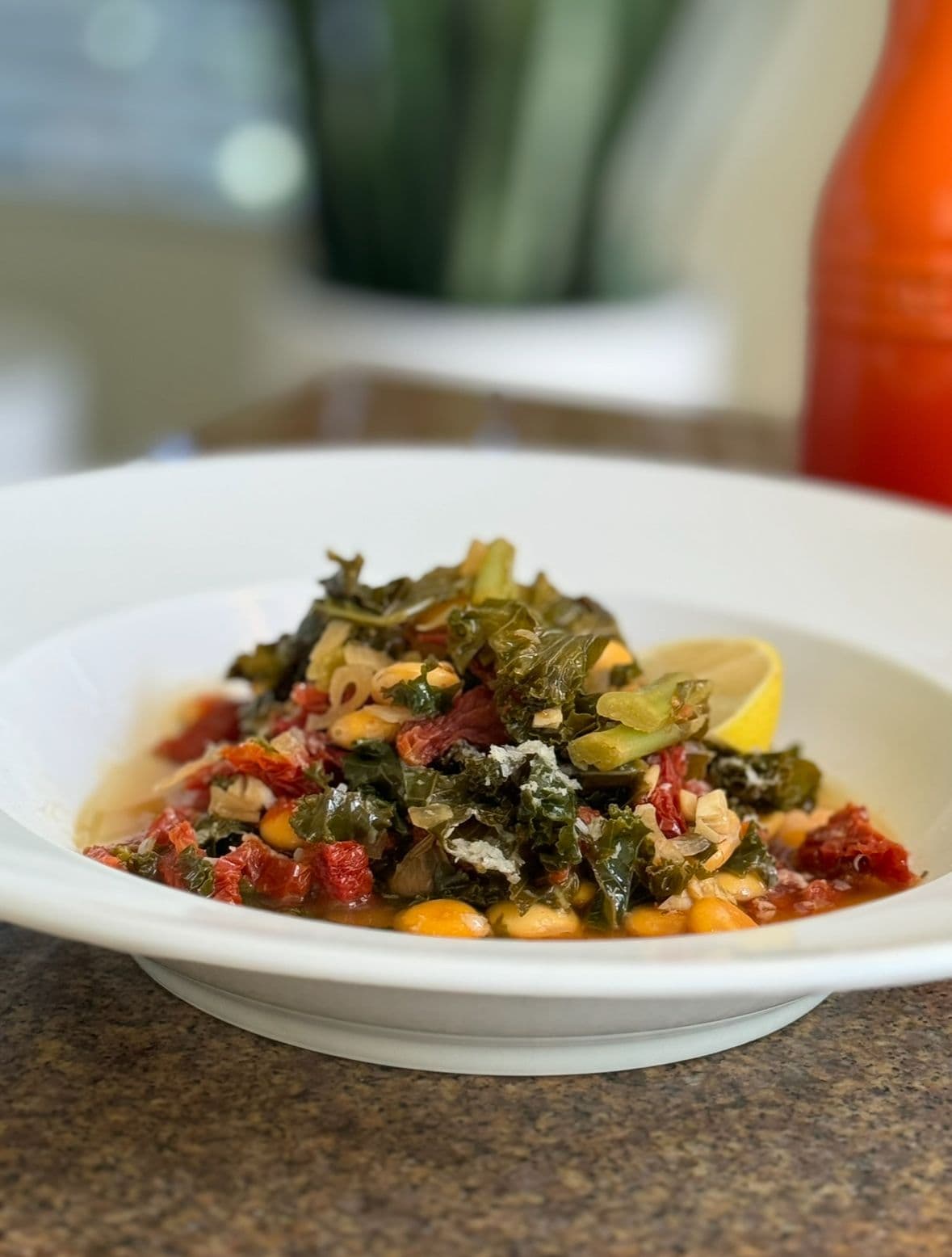 Italian soup with lupini beans and kale
