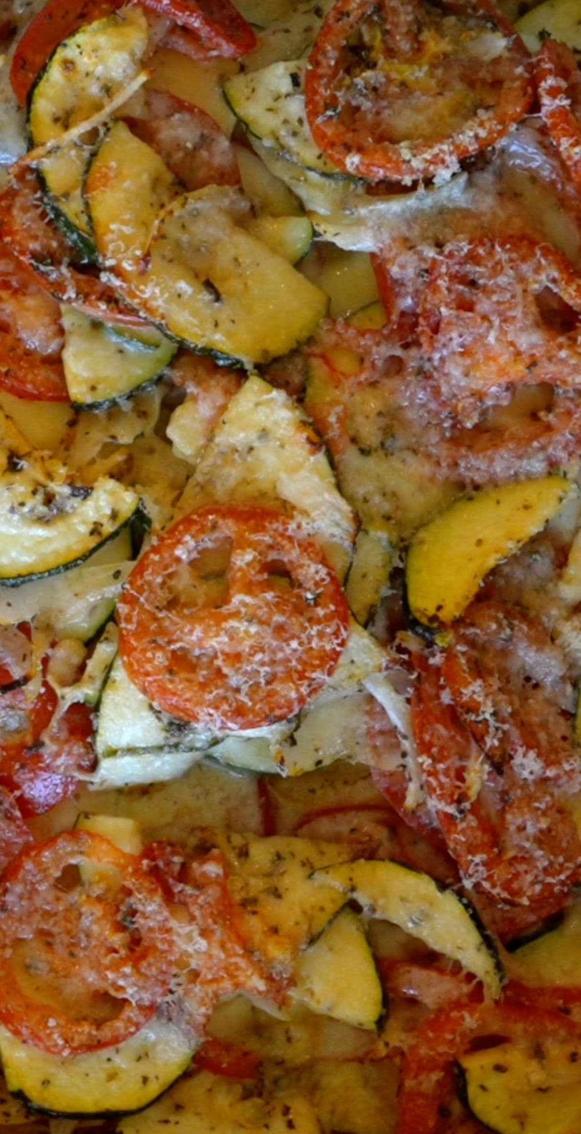 Italian Zucchini and Tomato Casserole with Mozzarella & Parmesan