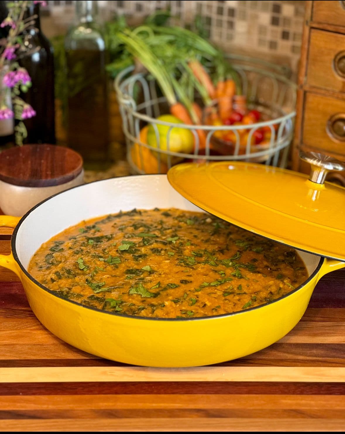 Lentil spinach Stew with lemon