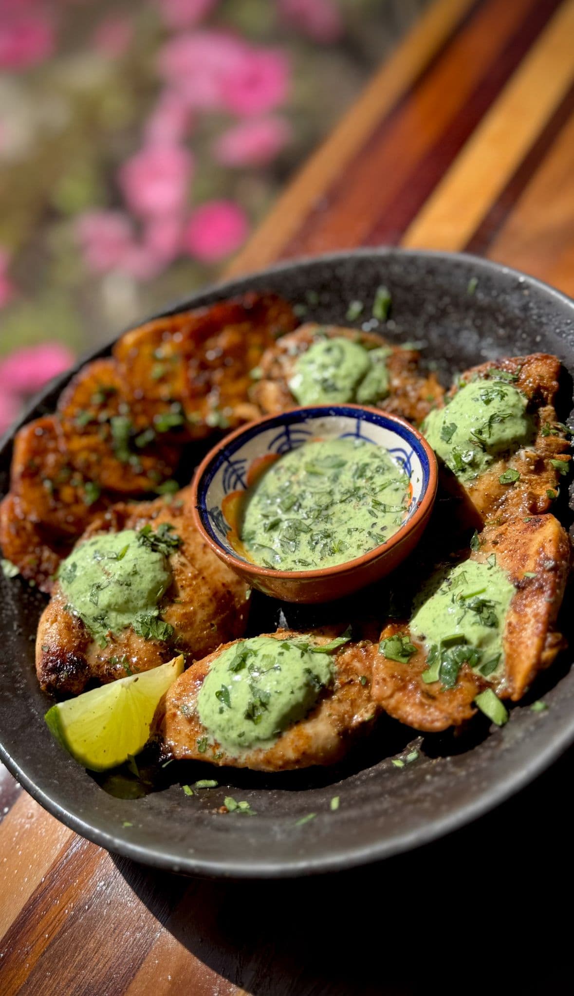 Peruvian Grilled Chicken with Green Sauce and Air-Fried Peruvian Sweet Potatoes