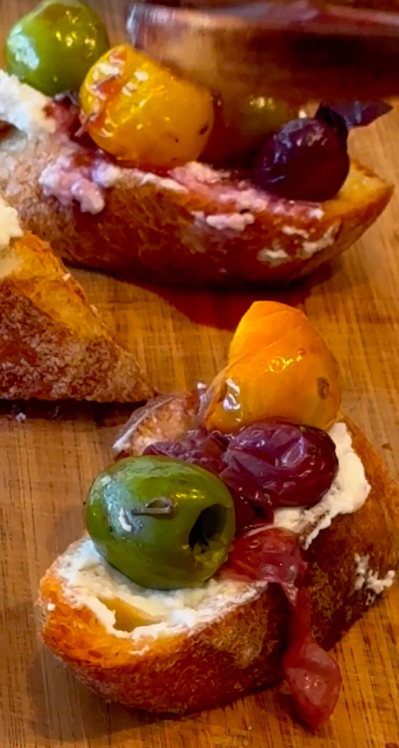 Elegant Crostini with Roasted Grapes &amp; Ricotta | Chef Healthy Henry